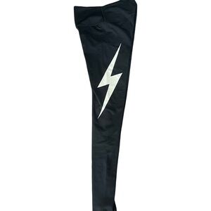 Aviator Nation Black Leggings with White Lightning Bolt